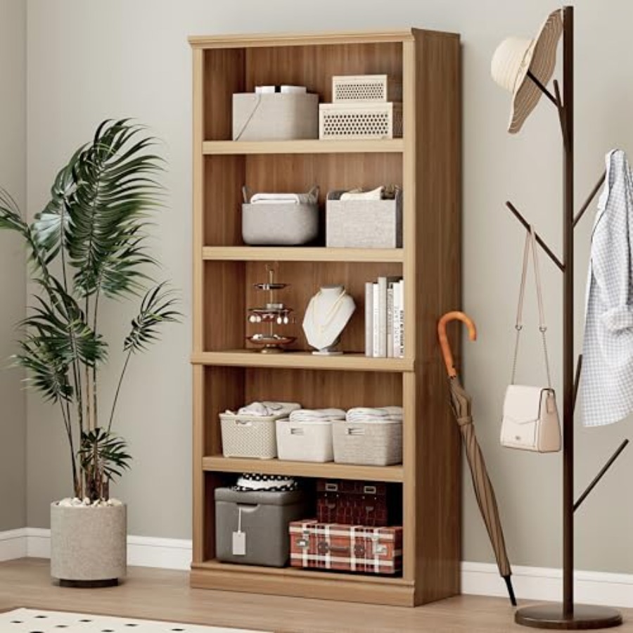 Home Office Library - 70 in Tall White Oak Bookcase