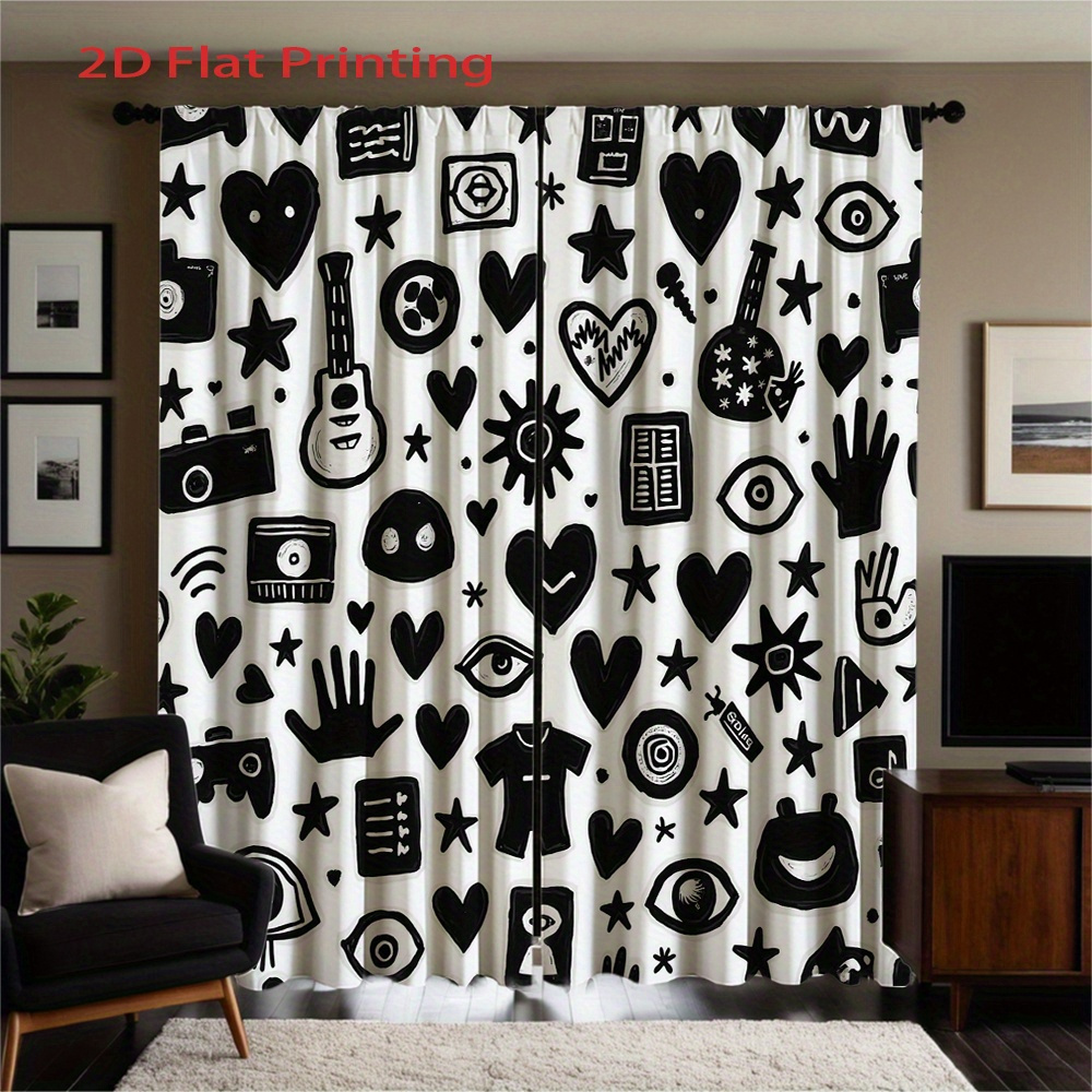 Graffiti Art Curtains 2pcs – B - đánh giá và giá Home Office Icon
