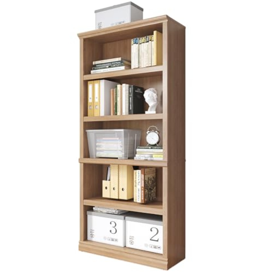 70 in Tall White Oak Bookcase  - đánh giá và giá Home Office Library