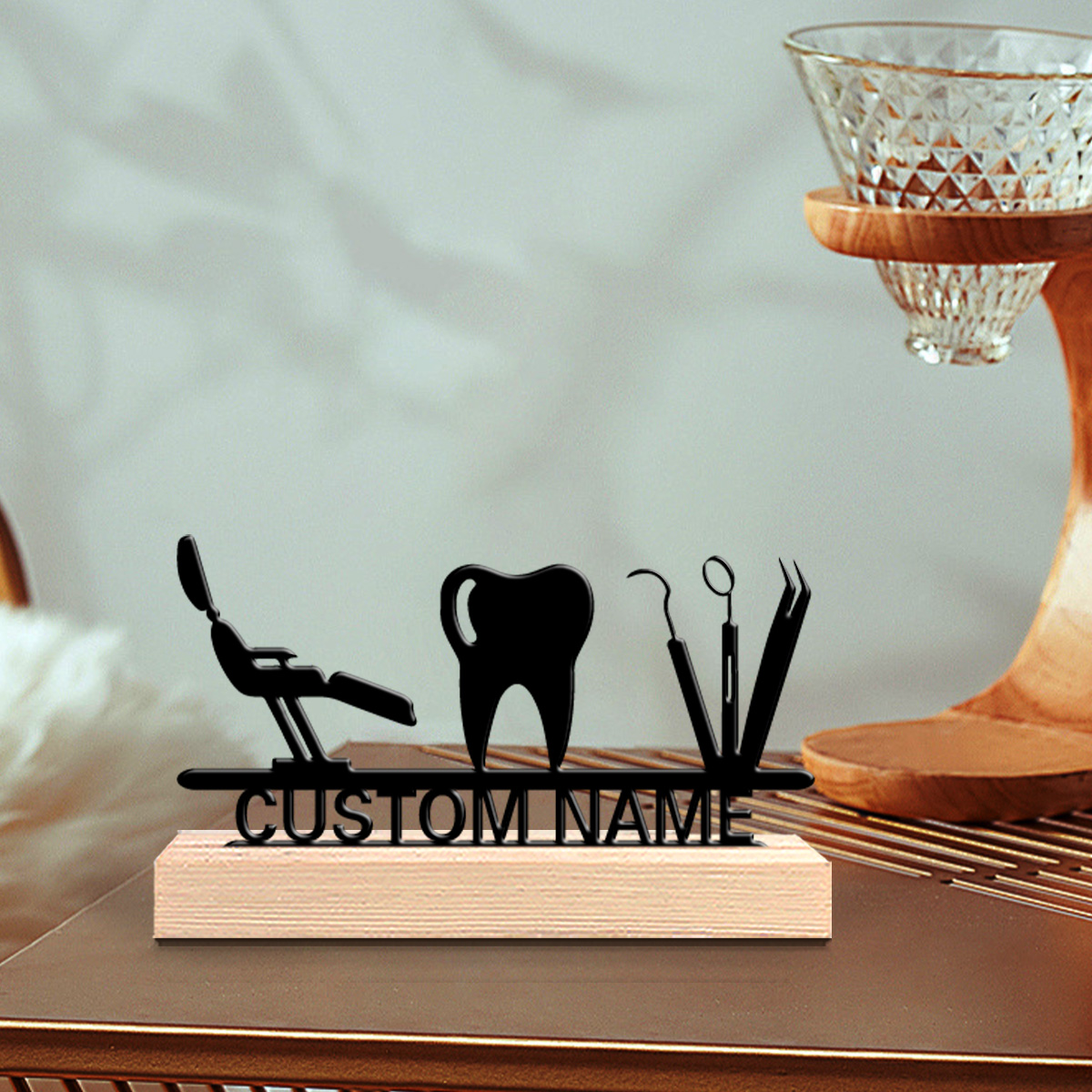 1Pc Csutom Teeth Wooden Base D - đánh giá và giá Home Office Gifts