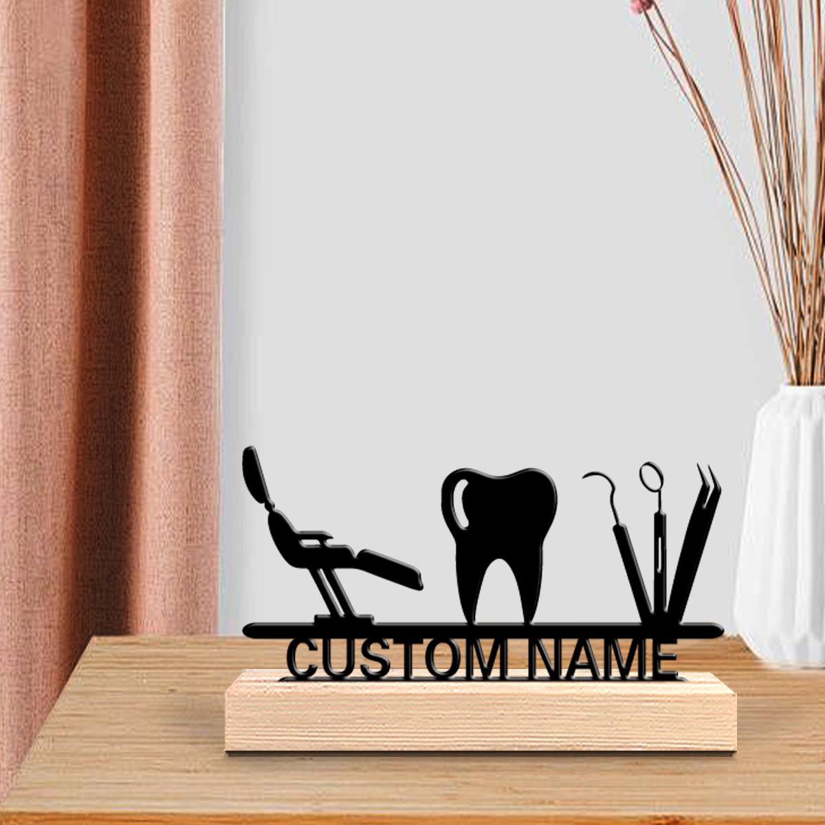 1Pc Csutom Teeth Wooden Base D - đánh giá và giá Home Office Gifts
