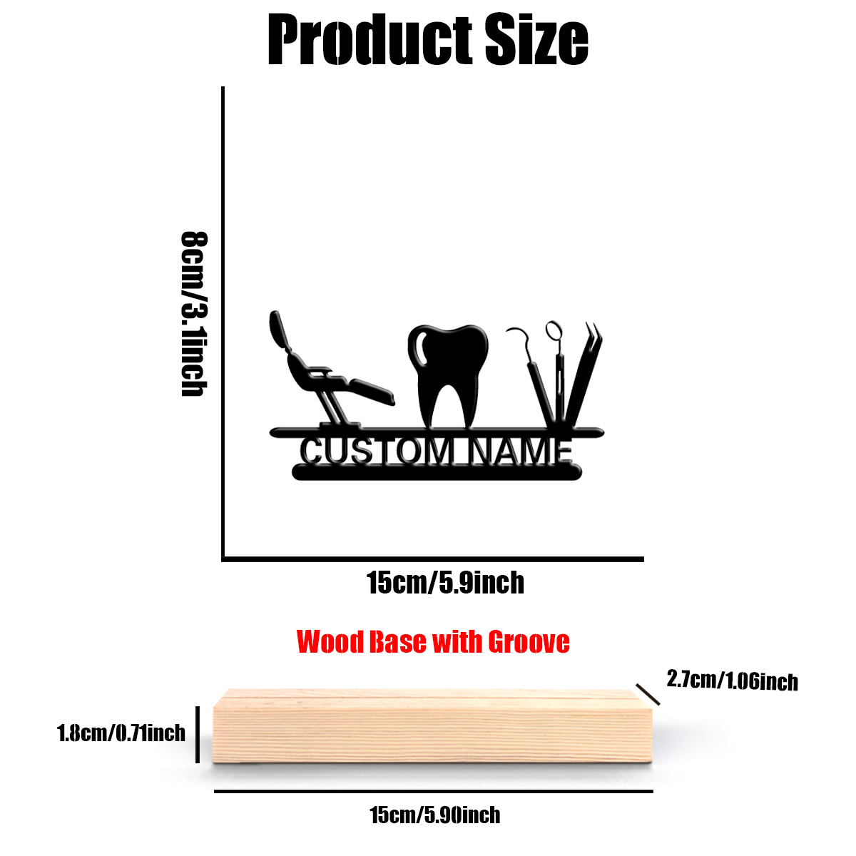 1Pc Csutom Teeth Wooden Base D - đánh giá và giá Home Office Gifts
