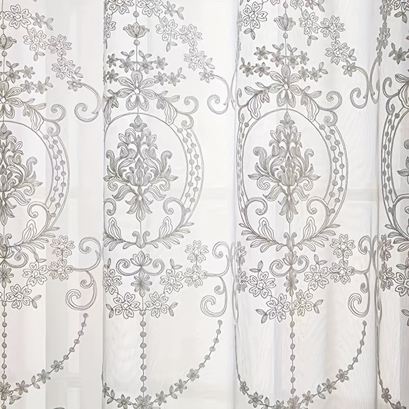 1pc White Embroidered Sheer Cu - đánh giá và giá Home Office Gadgets