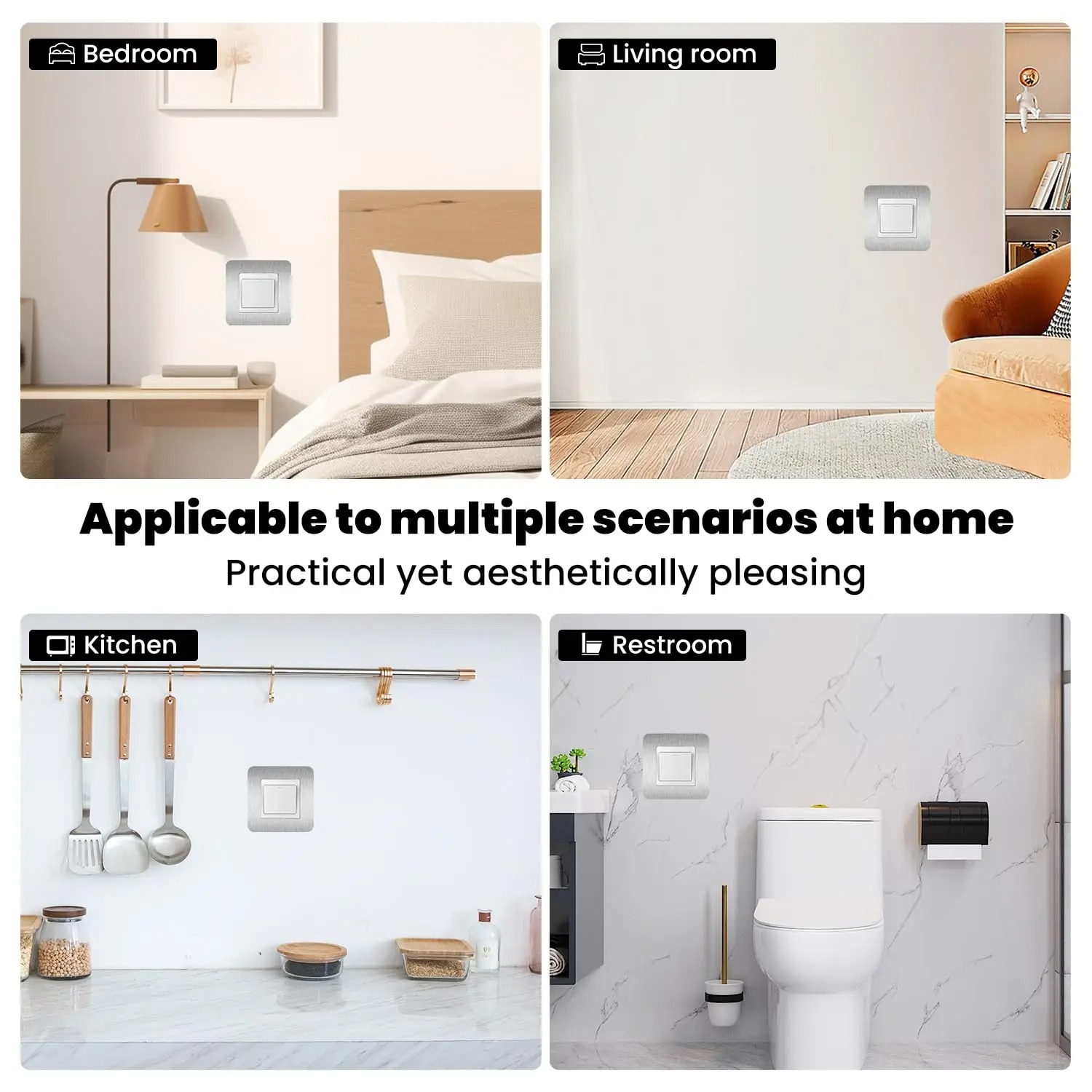 4pcs Silvery Self-Adhesive Lig - đánh giá và giá Home Office Of Uk