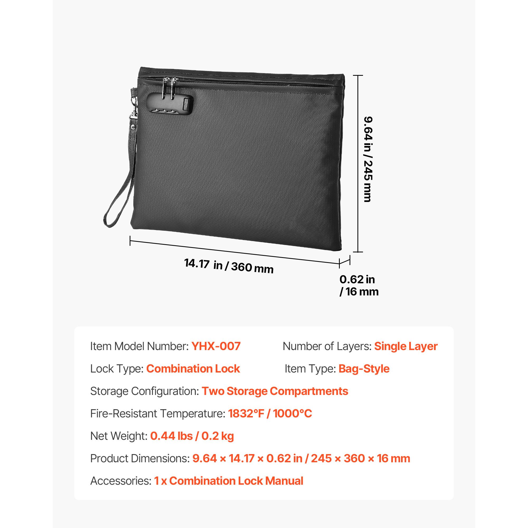 Fireproof Document Bag, 1832 F - đánh giá và giá Home Office Passport