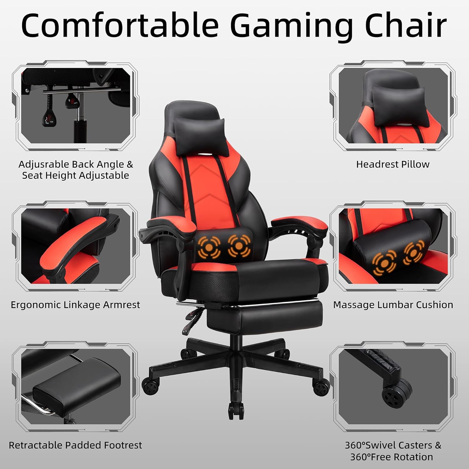 Gaming Chair with Footrest, Ma - đánh giá và giá Home Office Ergonomics