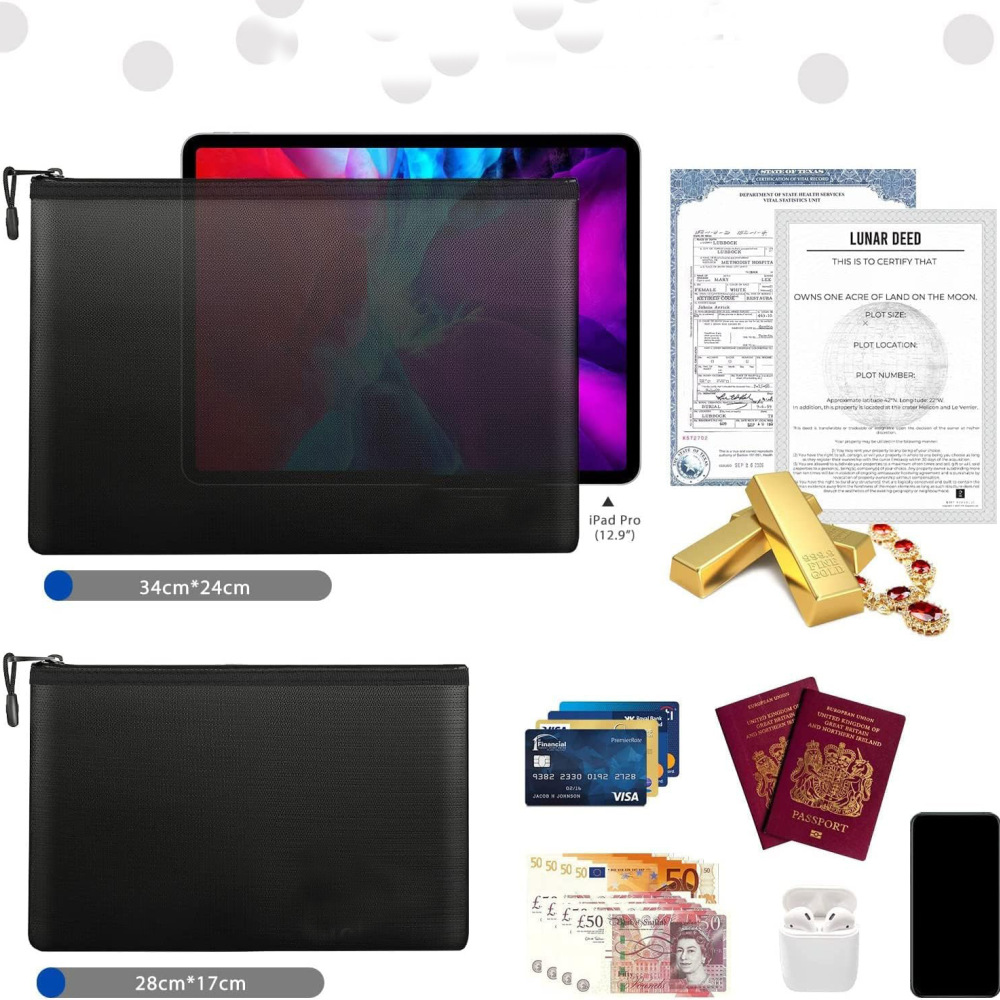 Fireproof Document Bag Waterpr - đánh giá và giá Home Office Passport